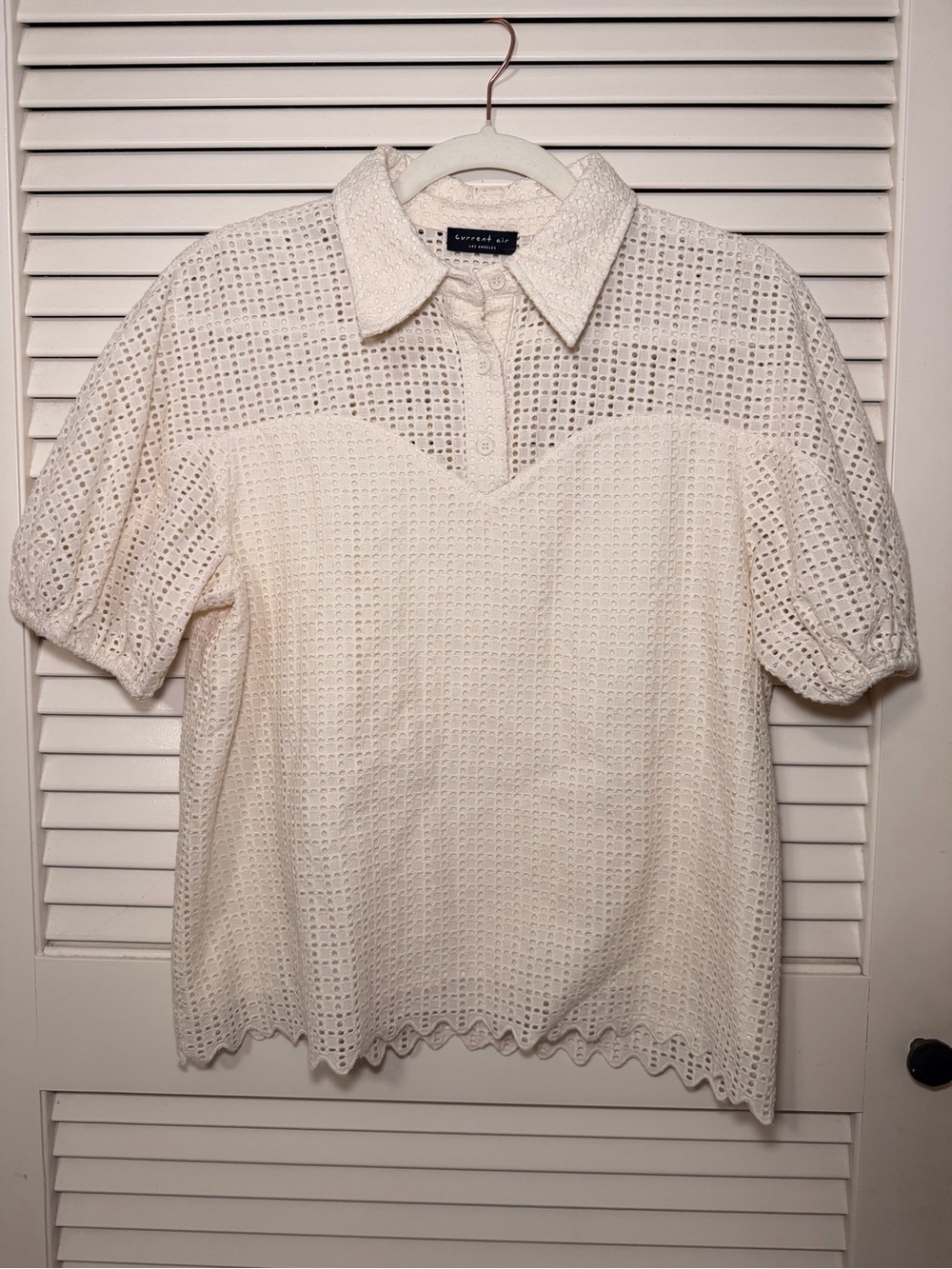 Current Air Cream Eyelet Top - Size S